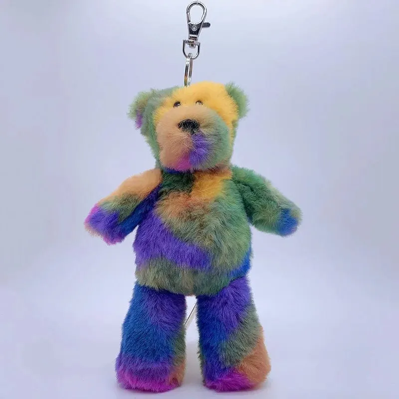 20 cm Fantastischer Regenbogen Bunter Schlüsselanhänger Plüschtiere Weiche Kuscheltiere Bär Kaninchen Puppentasche Anhänger Spielzeug Schulranzen Anhänger