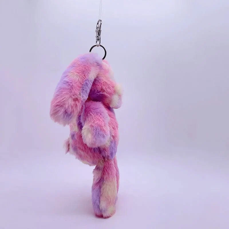 20 cm Fantastischer Regenbogen Bunter Schlüsselanhänger Plüschtiere Weiche Kuscheltiere Bär Kaninchen Puppentasche Anhänger Spielzeug Schulranzen Anhänger
