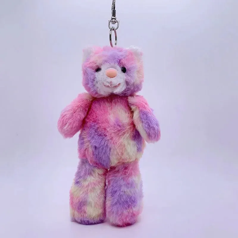 20 cm Fantastischer Regenbogen Bunter Schlüsselanhänger Plüschtiere Weiche Kuscheltiere Bär Kaninchen Puppentasche Anhänger Spielzeug Schulranzen Anhänger