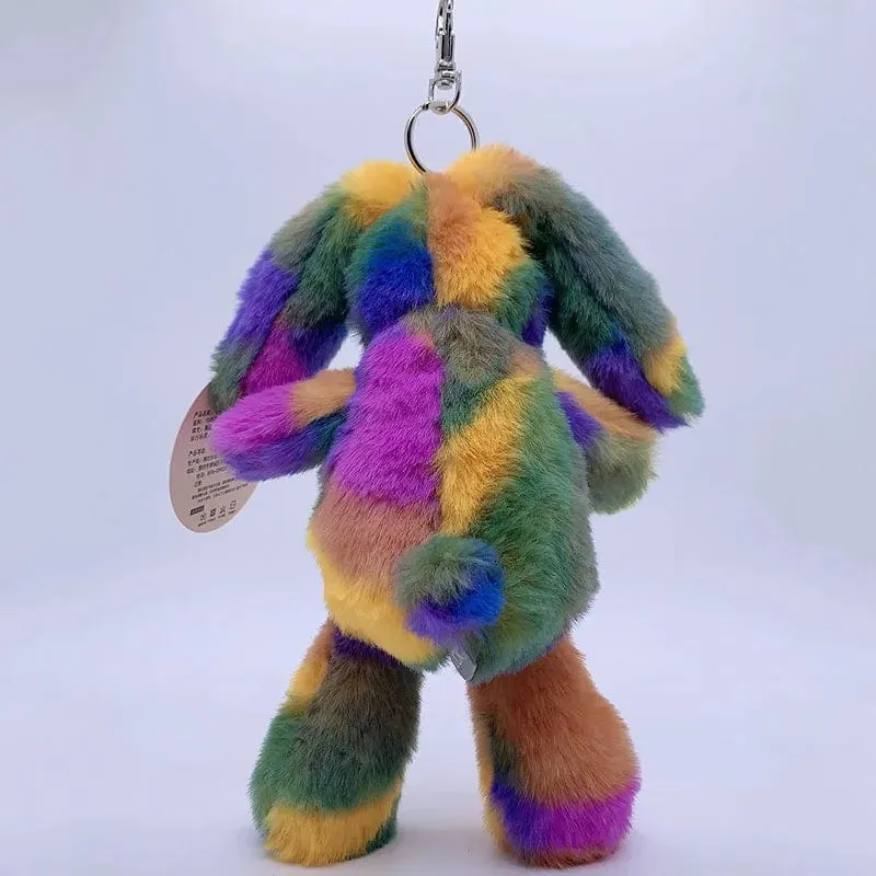 20 cm Fantastischer Regenbogen Bunter Schlüsselanhänger Plüschtiere Weiche Kuscheltiere Bär Kaninchen Puppentasche Anhänger Spielzeug Schulranzen Anhänger