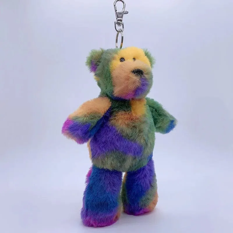 20 cm Fantastischer Regenbogen Bunter Schlüsselanhänger Plüschtiere Weiche Kuscheltiere Bär Kaninchen Puppentasche Anhänger Spielzeug Schulranzen Anhänger