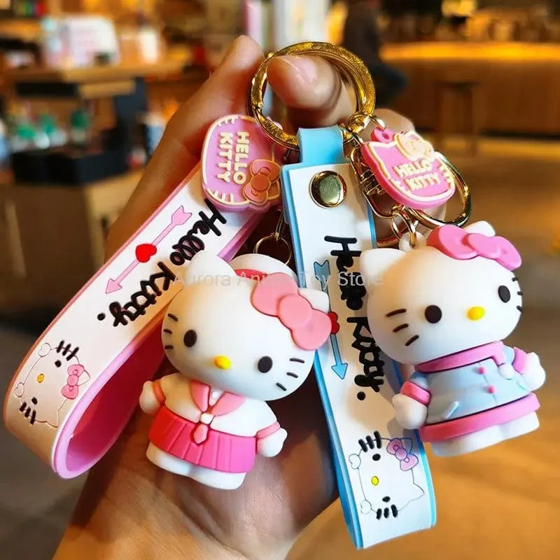 Kawaii Anime Sanrio Hallo Kitty Schlüsselanhänger Anhänger Halter Schlüsselanhänger Auto Schlüsselanhänger Handytasche Hängender Schmuck Kinderspielzeug Geschenke