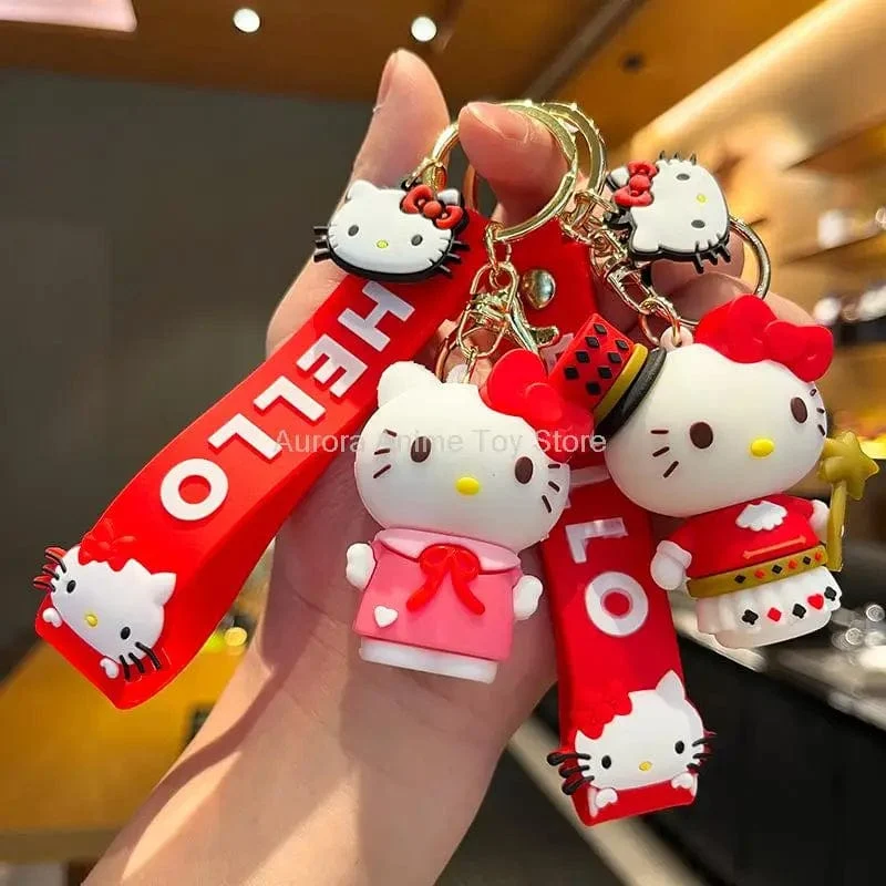 Kawaii Anime Sanrio Hallo Kitty Schlüsselanhänger Anhänger Halter Schlüsselanhänger Auto Schlüsselanhänger Handytasche Hängender Schmuck Kinderspielzeug Geschenke