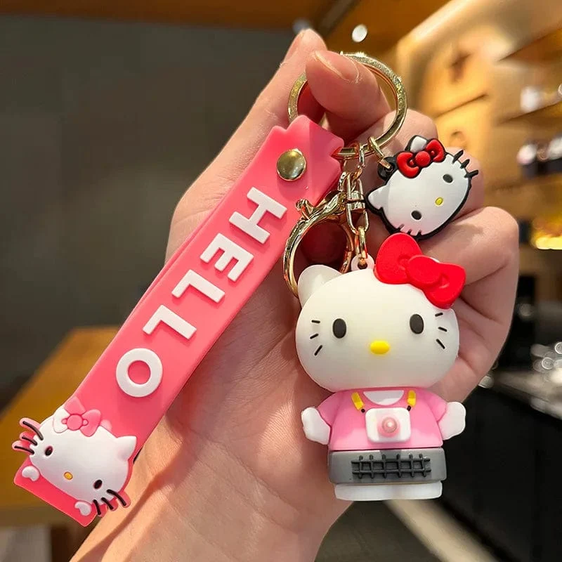Kawaii Anime Sanrio Hallo Kitty Schlüsselanhänger Anhänger Halter Schlüsselanhänger Auto Schlüsselanhänger Handytasche Hängender Schmuck Kinderspielzeug Geschenke