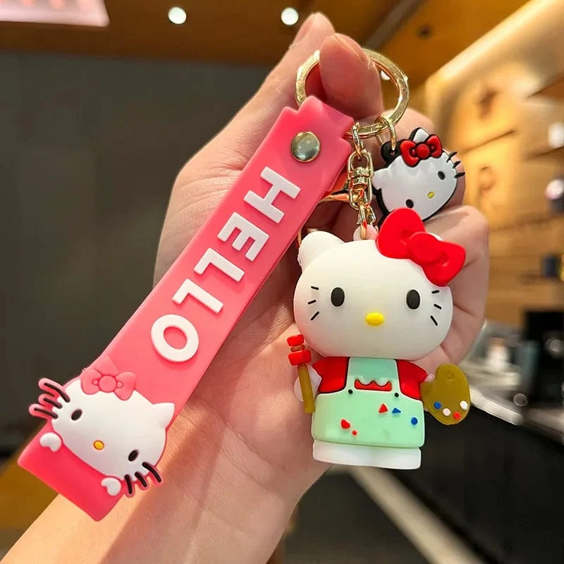 Kawaii Anime Sanrio Hallo Kitty Schlüsselanhänger Anhänger Halter Schlüsselanhänger Auto Schlüsselanhänger Handytasche Hängender Schmuck Kinderspielzeug Geschenke