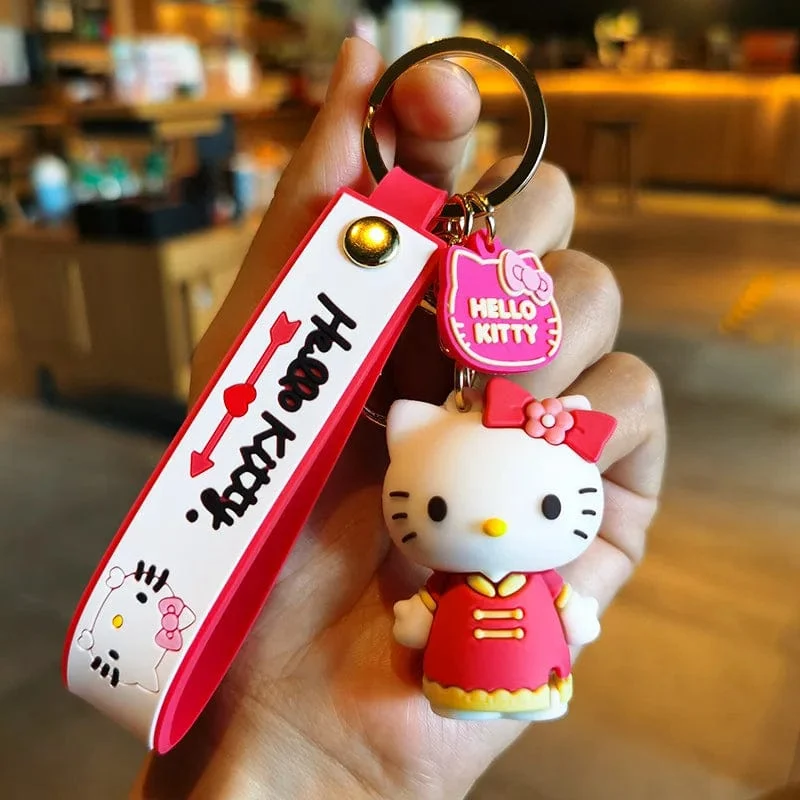 Kawaii Anime Sanrio Hallo Kitty Schlüsselanhänger Anhänger Halter Schlüsselanhänger Auto Schlüsselanhänger Handytasche Hängender Schmuck Kinderspielzeug Geschenke