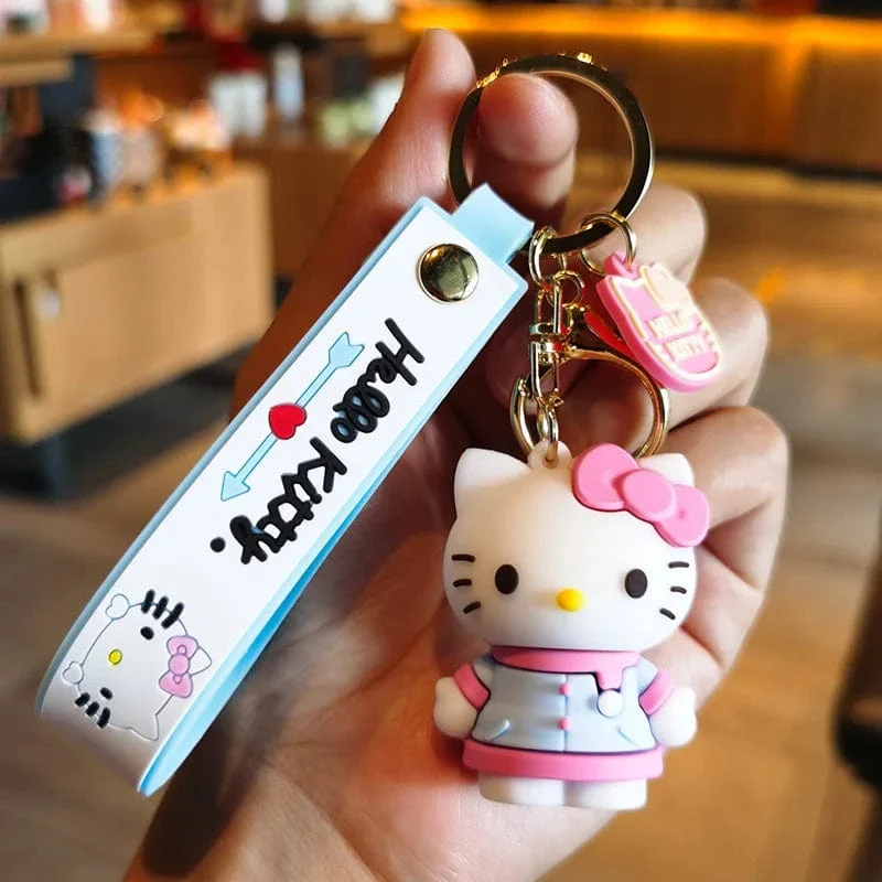 Kawaii Anime Sanrio Hallo Kitty Schlüsselanhänger Anhänger Halter Schlüsselanhänger Auto Schlüsselanhänger Handytasche Hängender Schmuck Kinderspielzeug Geschenke