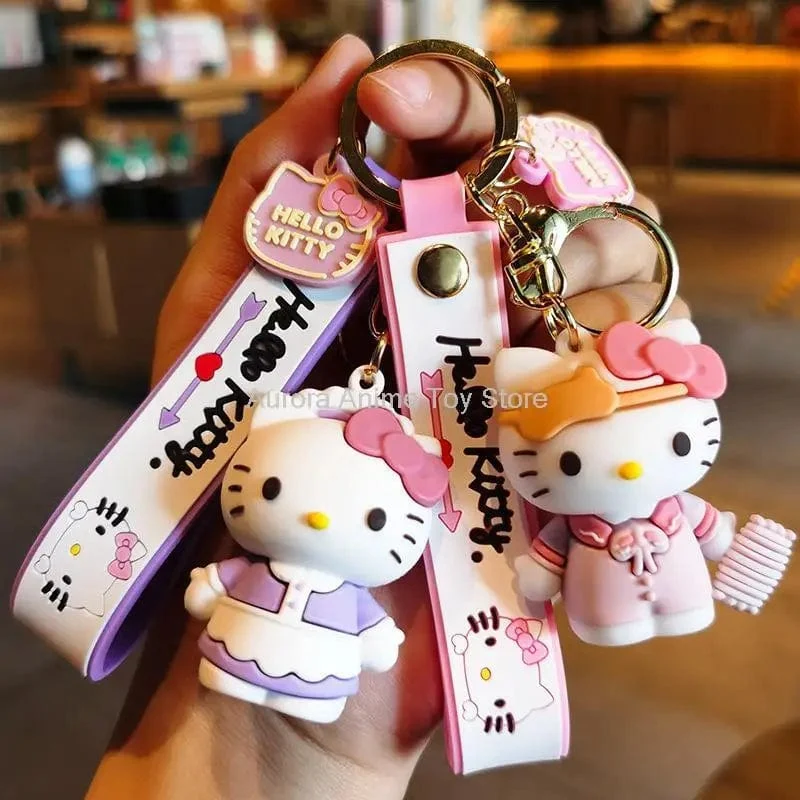 Kawaii Anime Sanrio Hallo Kitty Schlüsselanhänger Anhänger Halter Schlüsselanhänger Auto Schlüsselanhänger Handytasche Hängender Schmuck Kinderspielzeug Geschenke