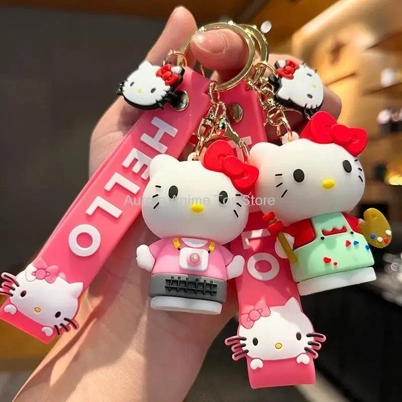 Kawaii Anime Sanrio Hallo Kitty Schlüsselanhänger Anhänger Halter Schlüsselanhänger Auto Schlüsselanhänger Handytasche Hängender Schmuck Kinderspielzeug Geschenke