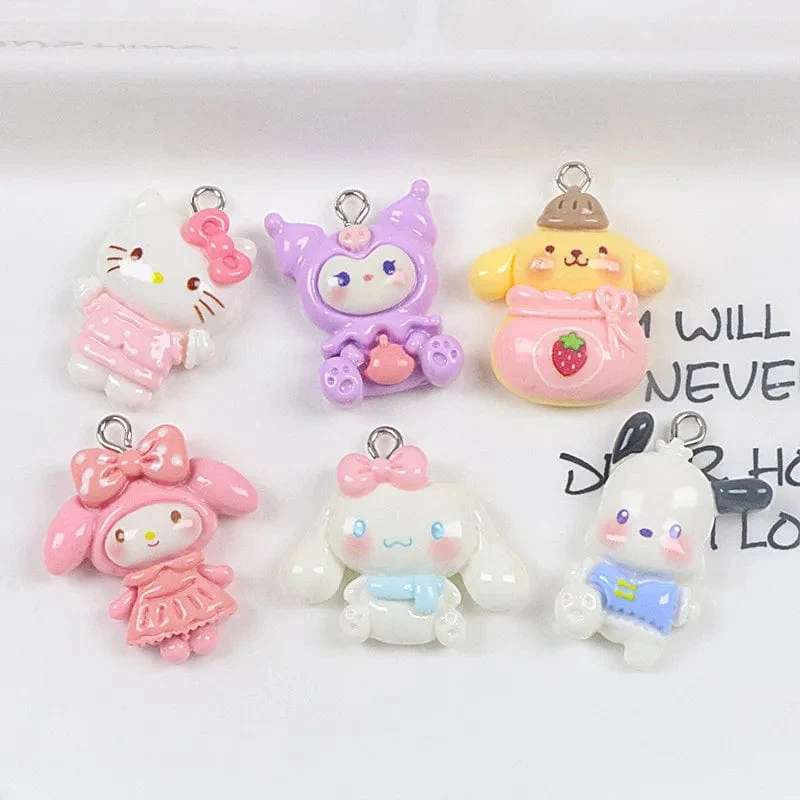 Sanrio Harz Anime Anhänger Niedlich Kuromis Melodys Pochaccos Helles Gesicht Reißverschluss Schnalle Anhänger DIY Zubehör Kinderspielzeug Geschenk