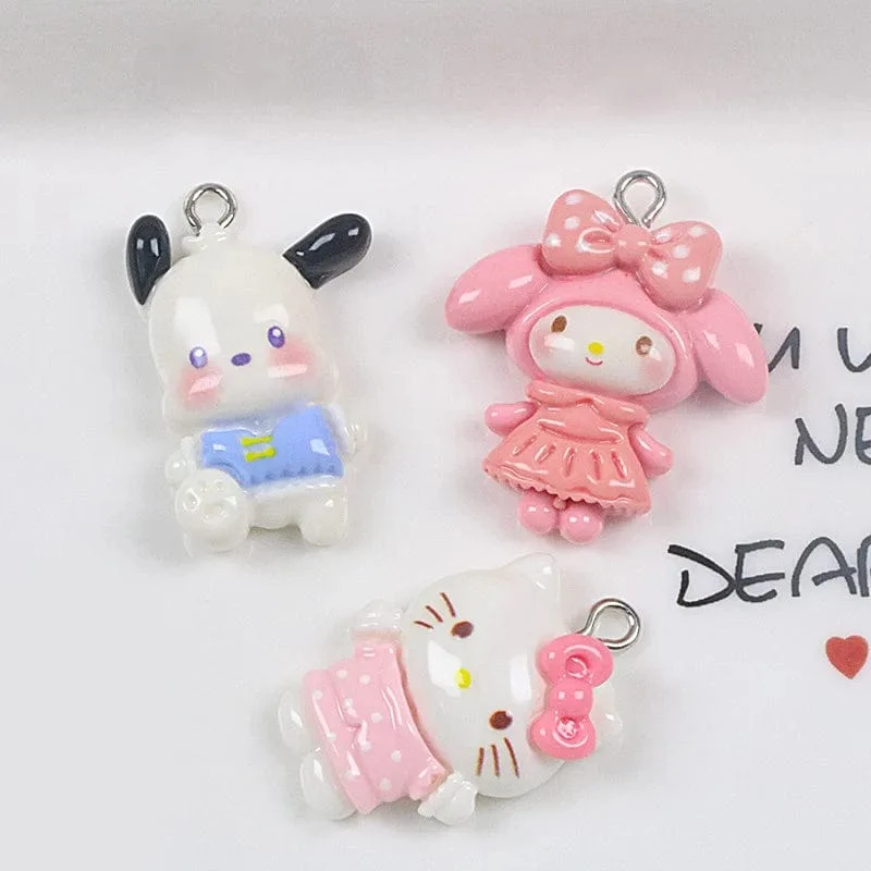 Sanrio Harz Anime Anhänger Niedlich Kuromis Melodys Pochaccos Helles Gesicht Reißverschluss Schnalle Anhänger DIY Zubehör Kinderspielzeug Geschenk