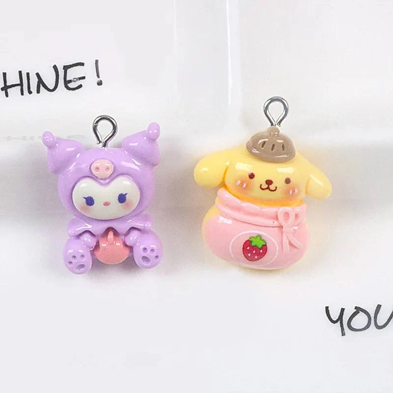 Sanrio Harz Anime Anhänger Niedlich Kuromis Melodys Pochaccos Helles Gesicht Reißverschluss Schnalle Anhänger DIY Zubehör Kinderspielzeug Geschenk
