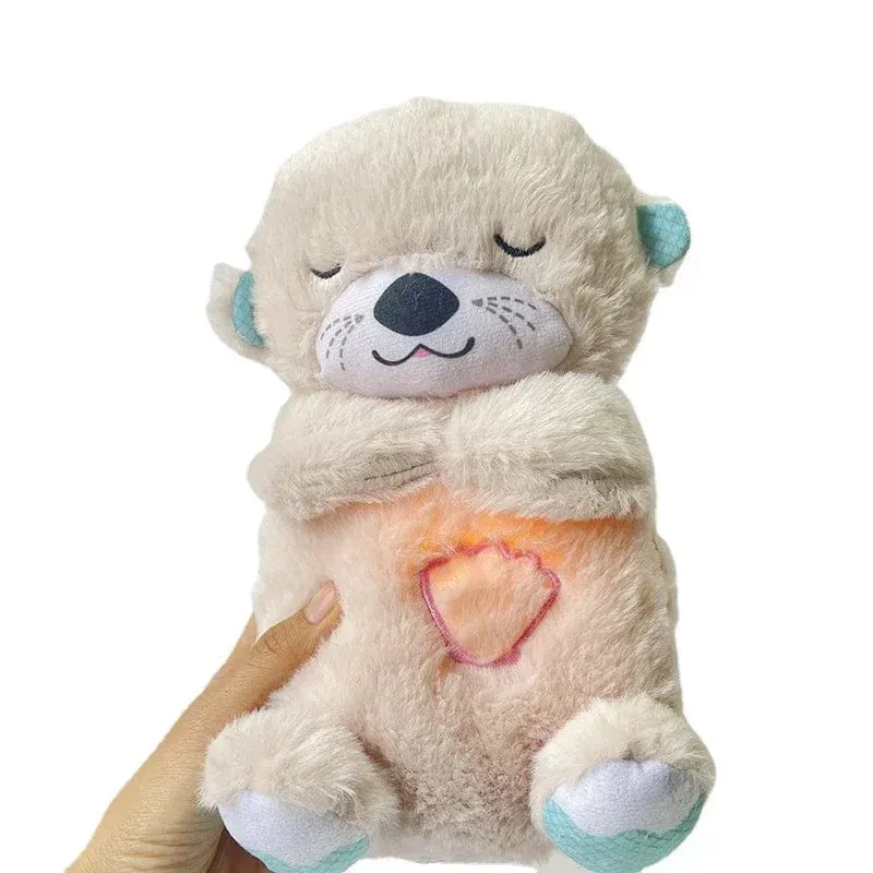 Baby-Atmungsbär, beruhigender Otter, Plüschpuppe, Spielzeug, beruhigende Musik für Babys und Kinder, Schlafbegleiter, Ton und Licht, Puppenspielzeug, Geschenk