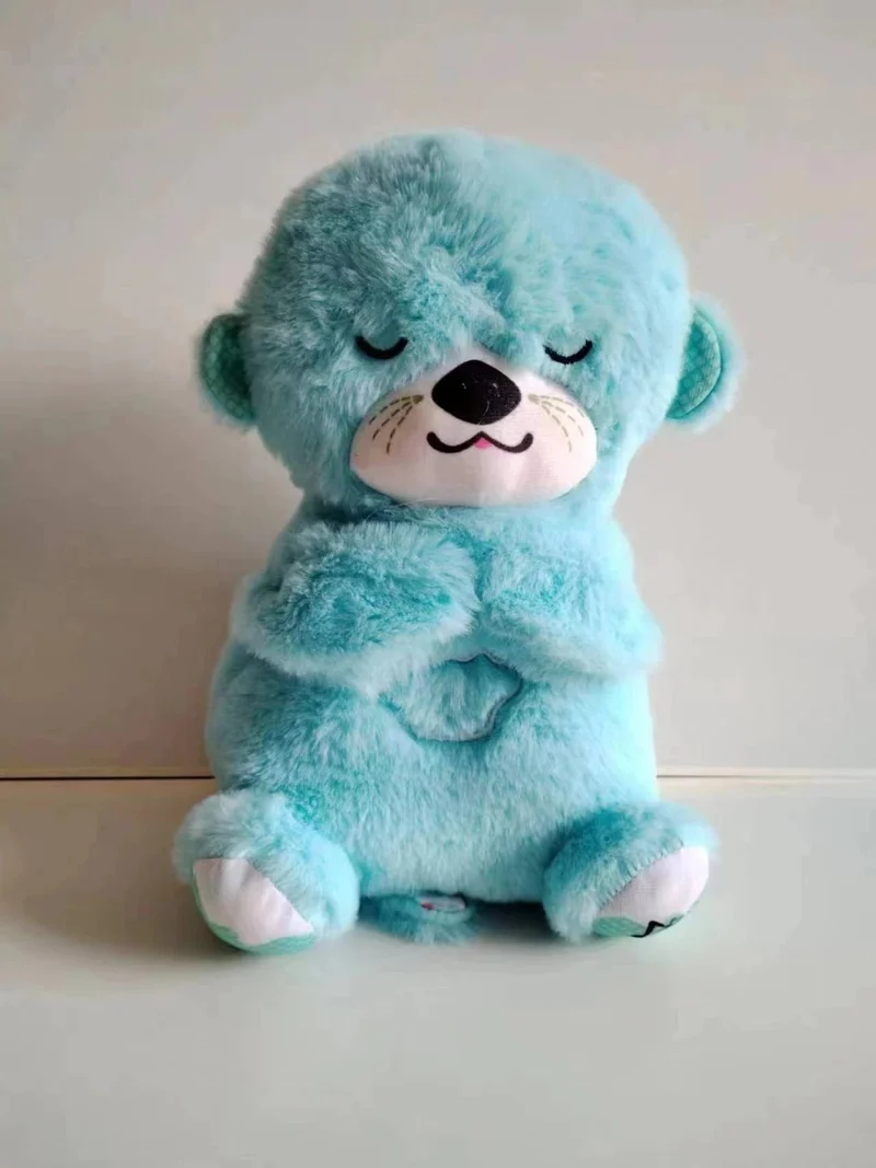 Baby-Atmungsbär, beruhigender Otter, Plüschpuppe, Spielzeug, beruhigende Musik für Babys und Kinder, Schlafbegleiter, Ton und Licht, Puppenspielzeug, Geschenk