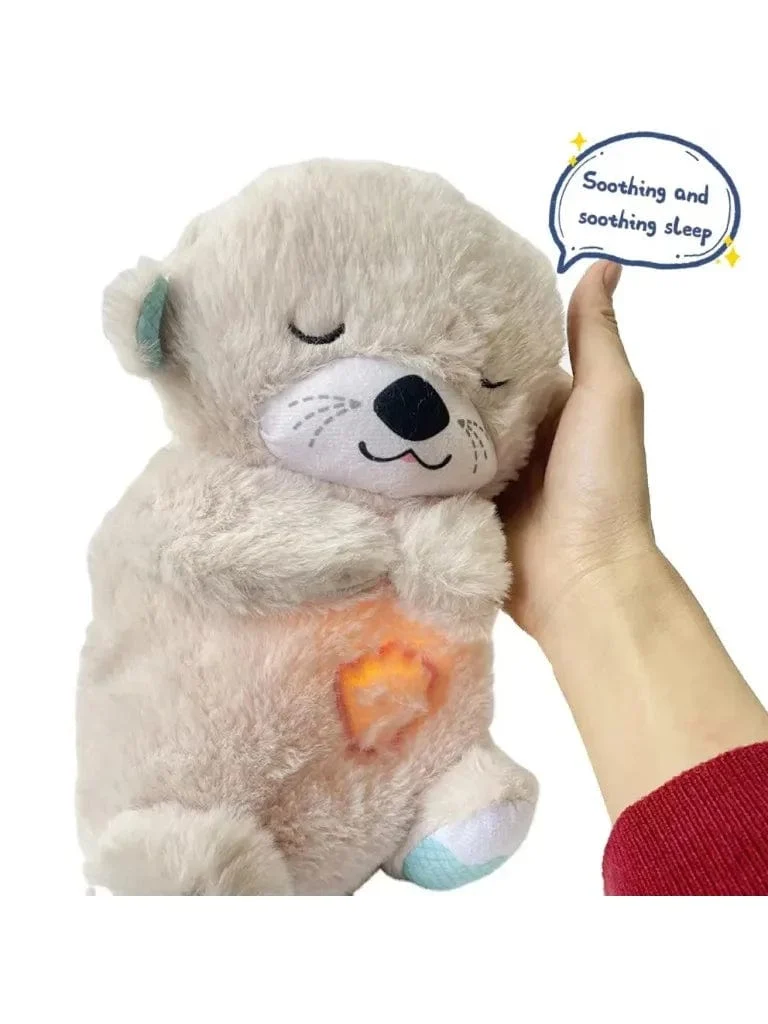Baby-Atmungsbär, beruhigender Otter, Plüschpuppe, Spielzeug, beruhigende Musik für Babys und Kinder, Schlafbegleiter, Ton und Licht, Puppenspielzeug, Geschenk