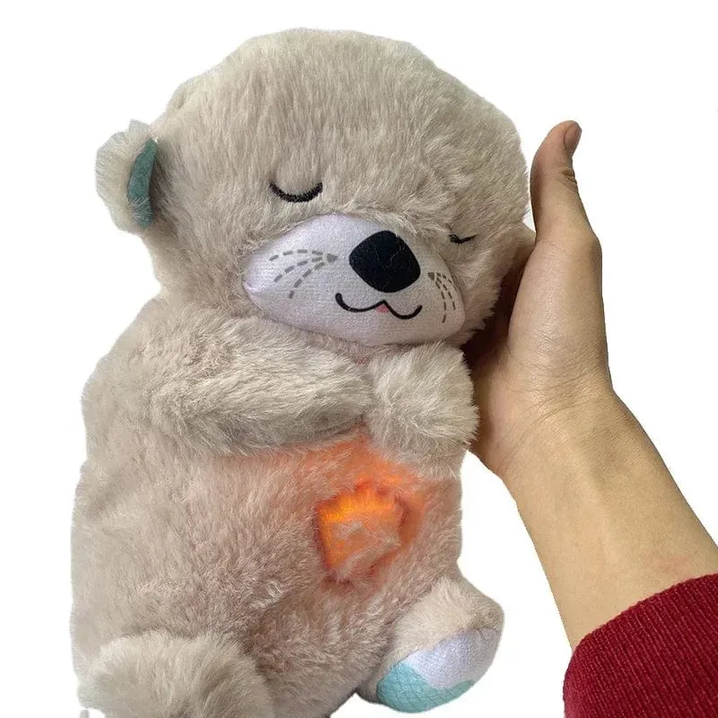 Baby-Atmungsbär, beruhigender Otter, Plüschpuppe, Spielzeug, beruhigende Musik für Babys und Kinder, Schlafbegleiter, Ton und Licht, Puppenspielzeug, Geschenk