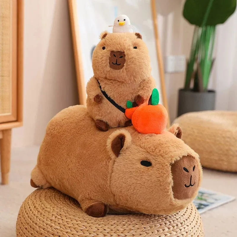 Capybara-Plüschtier, Simulation Capybara mit Früchten, flauschige Puppe, Kuscheltiere, Blasenanhänger, lustiges Geschenk für Weihnachten