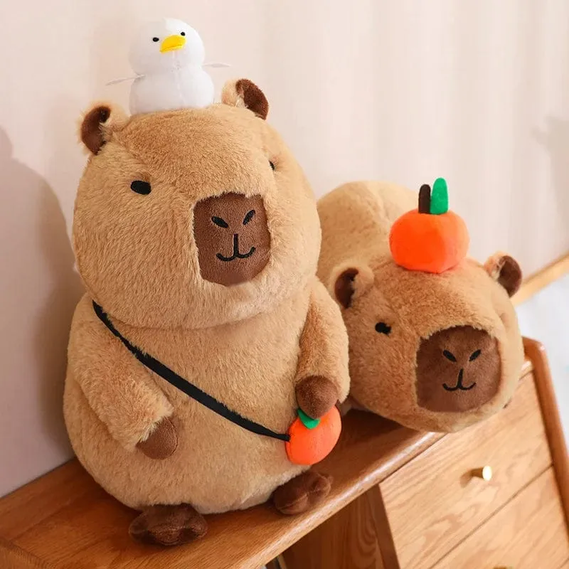 Capybara-Plüschtier, Simulation Capybara mit Früchten, flauschige Puppe, Kuscheltiere, Blasenanhänger, lustiges Geschenk für Weihnachten