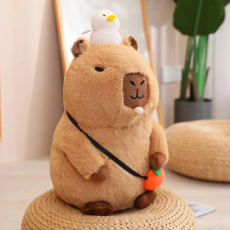 Capybara-Plüschtier, Simulation Capybara mit Früchten, flauschige Puppe, Kuscheltiere, Blasenanhänger, lustiges Geschenk für Weihnachten