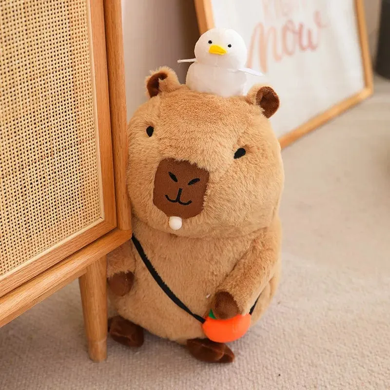 Capybara-Plüschtier, Simulation Capybara mit Früchten, flauschige Puppe, Kuscheltiere, Blasenanhänger, lustiges Geschenk für Weihnachten