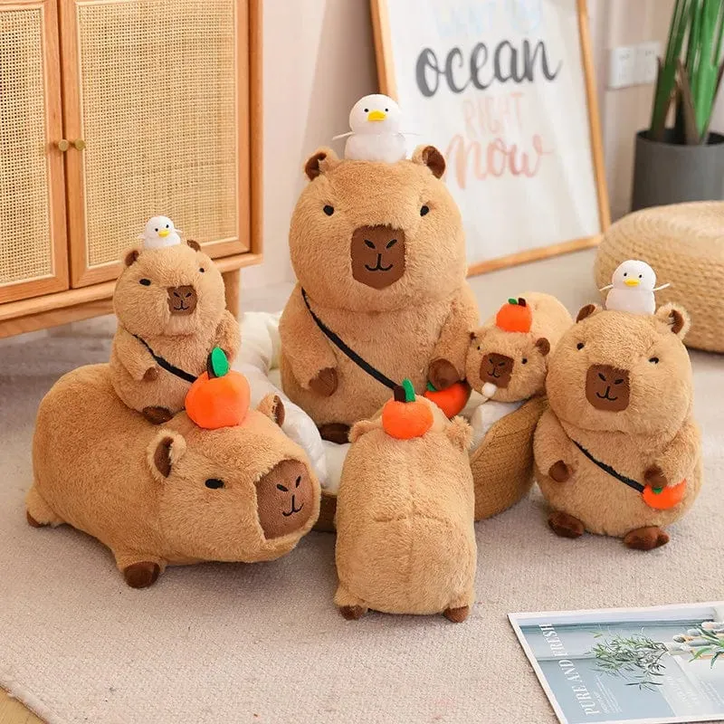 Capybara-Plüschtier, Simulation Capybara mit Früchten, flauschige Puppe, Kuscheltiere, Blasenanhänger, lustiges Geschenk für Weihnachten