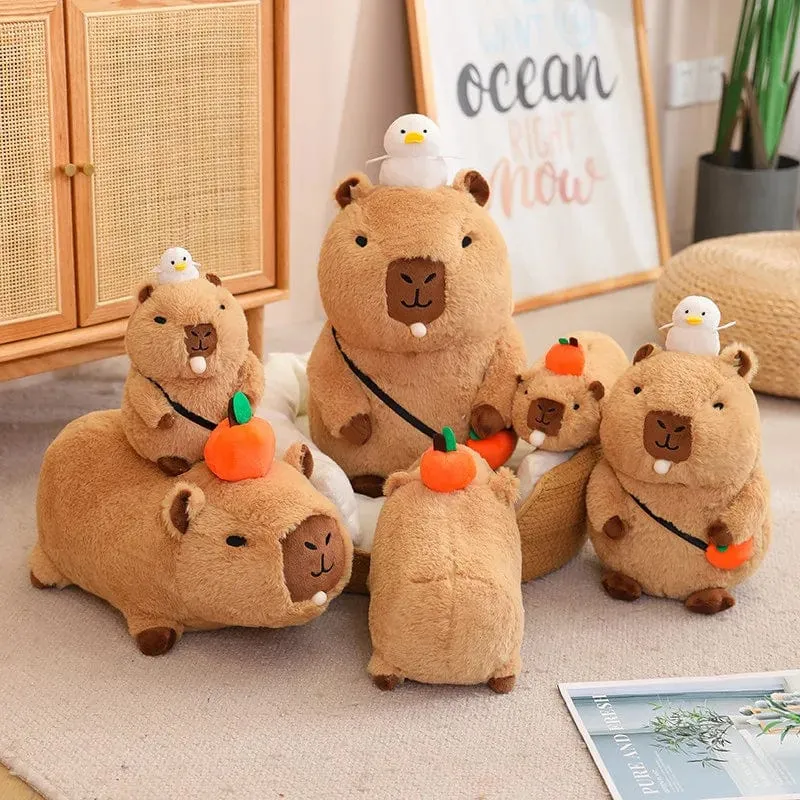Capybara-Plüschtier, Simulation Capybara mit Früchten, flauschige Puppe, Kuscheltiere, Blasenanhänger, lustiges Geschenk für Weihnachten