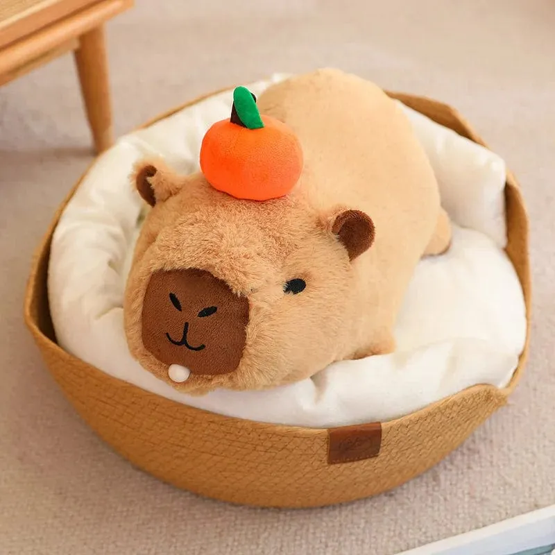 Capybara-Plüschtier, Simulation Capybara mit Früchten, flauschige Puppe, Kuscheltiere, Blasenanhänger, lustiges Geschenk für Weihnachten