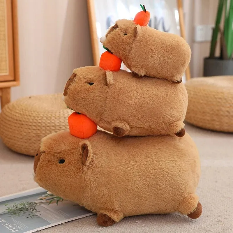 Capybara-Plüschtier, Simulation Capybara mit Früchten, flauschige Puppe, Kuscheltiere, Blasenanhänger, lustiges Geschenk für Weihnachten
