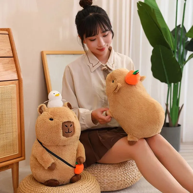 Capybara-Plüschtier, Simulation Capybara mit Früchten, flauschige Puppe, Kuscheltiere, Blasenanhänger, lustiges Geschenk für Weihnachten