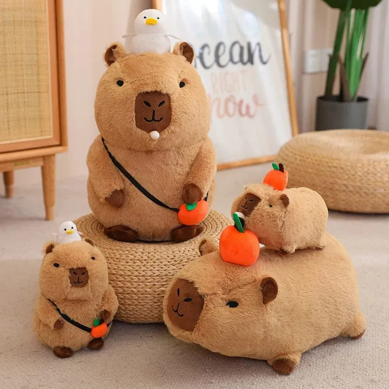 Capybara-Plüschtier, Simulation Capybara mit Früchten, flauschige Puppe, Kuscheltiere, Blasenanhänger, lustiges Geschenk für Weihnachten