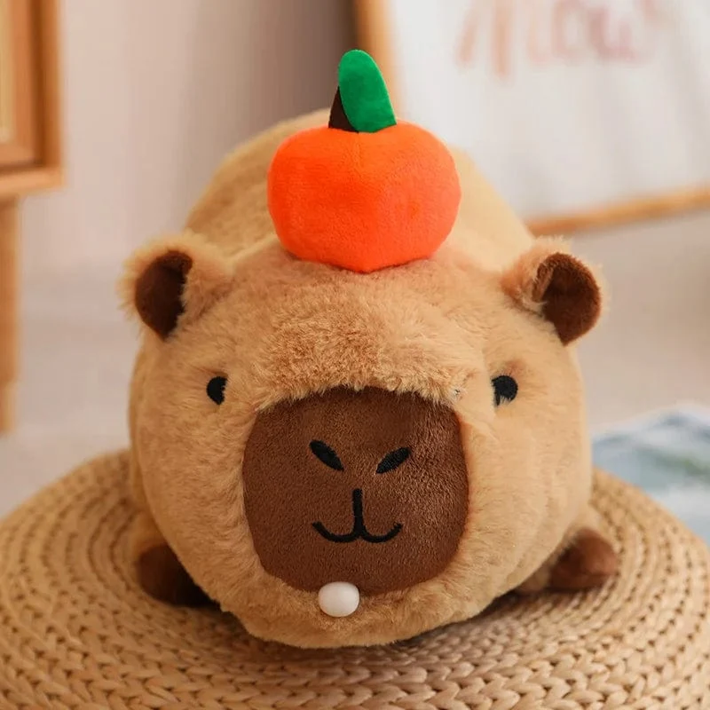 Capybara-Plüschtier, Simulation Capybara mit Früchten, flauschige Puppe, Kuscheltiere, Blasenanhänger, lustiges Geschenk für Weihnachten