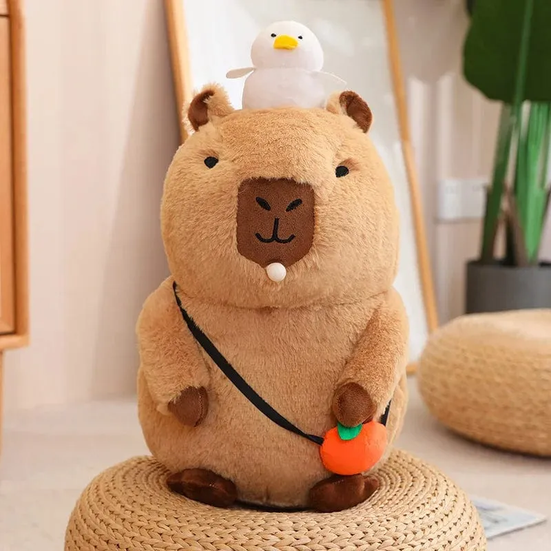 Capybara-Plüschtier, Simulation Capybara mit Früchten, flauschige Puppe, Kuscheltiere, Blasenanhänger, lustiges Geschenk für Weihnachten