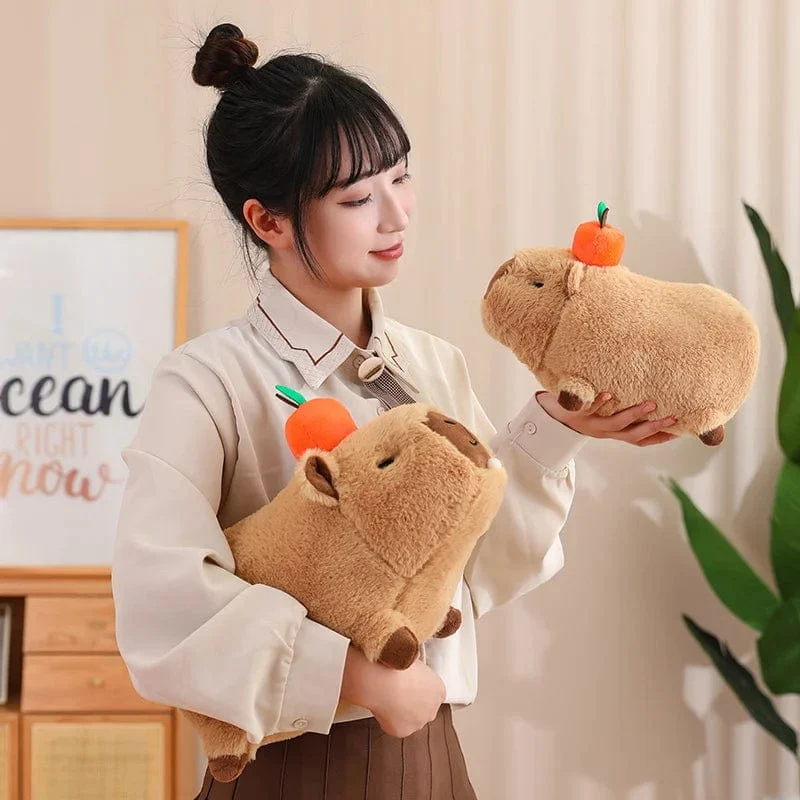 Capybara-Plüschtier, Simulation Capybara mit Früchten, flauschige Puppe, Kuscheltiere, Blasenanhänger, lustiges Geschenk für Weihnachten