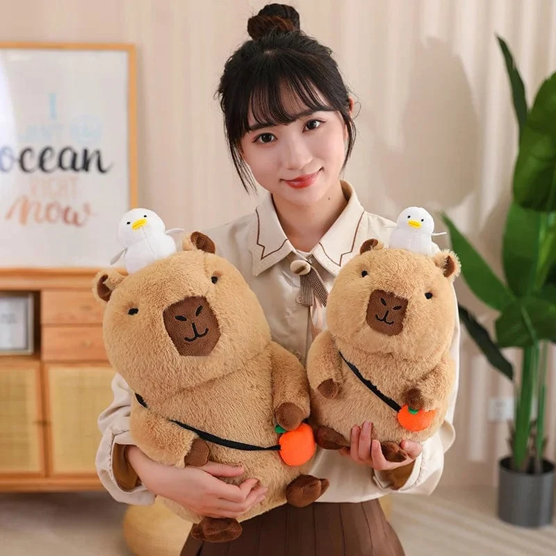 Capybara-Plüschtier, Simulation Capybara mit Früchten, flauschige Puppe, Kuscheltiere, Blasenanhänger, lustiges Geschenk für Weihnachten