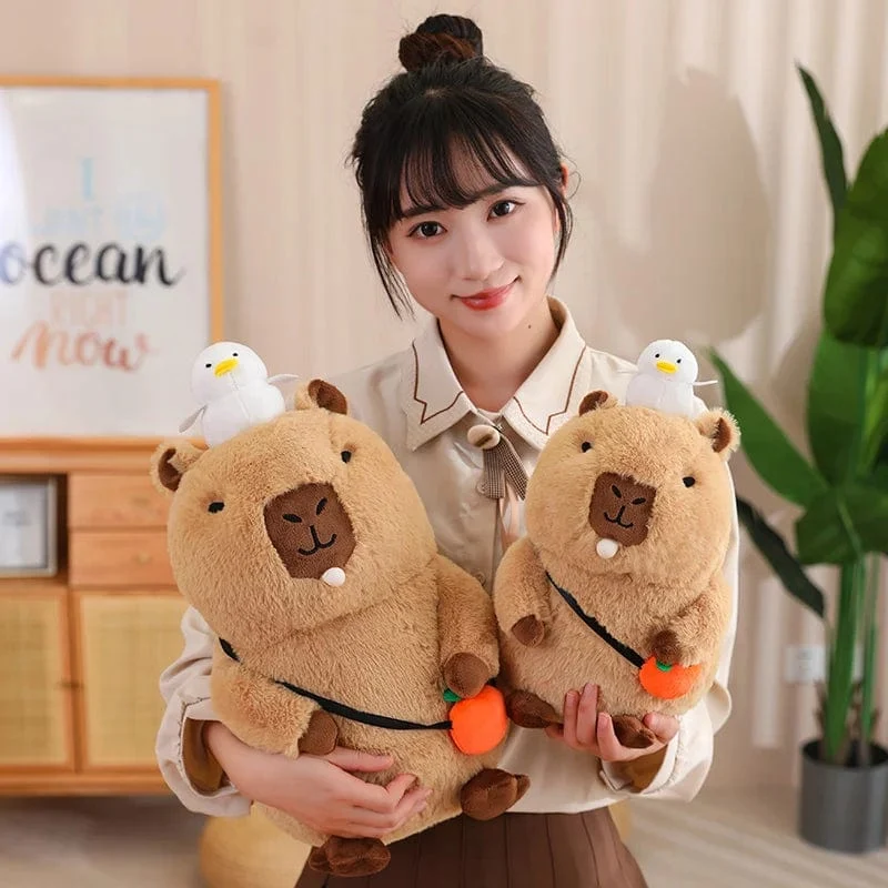 Capybara-Plüschtier, Simulation Capybara mit Früchten, flauschige Puppe, Kuscheltiere, Blasenanhänger, lustiges Geschenk für Weihnachten