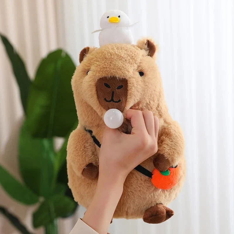 Capybara-Plüschtier, Simulation Capybara mit Früchten, flauschige Puppe, Kuscheltiere, Blasenanhänger, lustiges Geschenk für Weihnachten