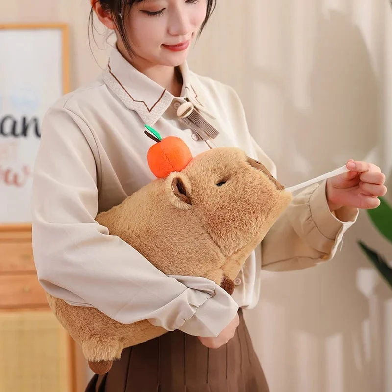 Capybara-Plüschtier, Simulation Capybara mit Früchten, flauschige Puppe, Kuscheltiere, Blasenanhänger, lustiges Geschenk für Weihnachten
