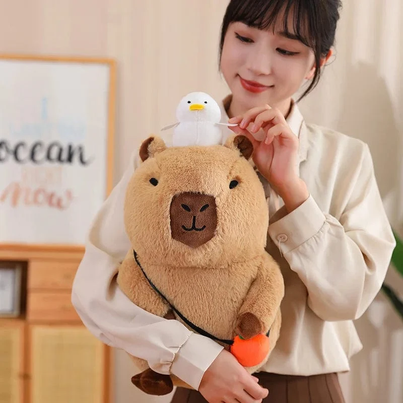Capybara-Plüschtier, Simulation Capybara mit Früchten, flauschige Puppe, Kuscheltiere, Blasenanhänger, lustiges Geschenk für Weihnachten