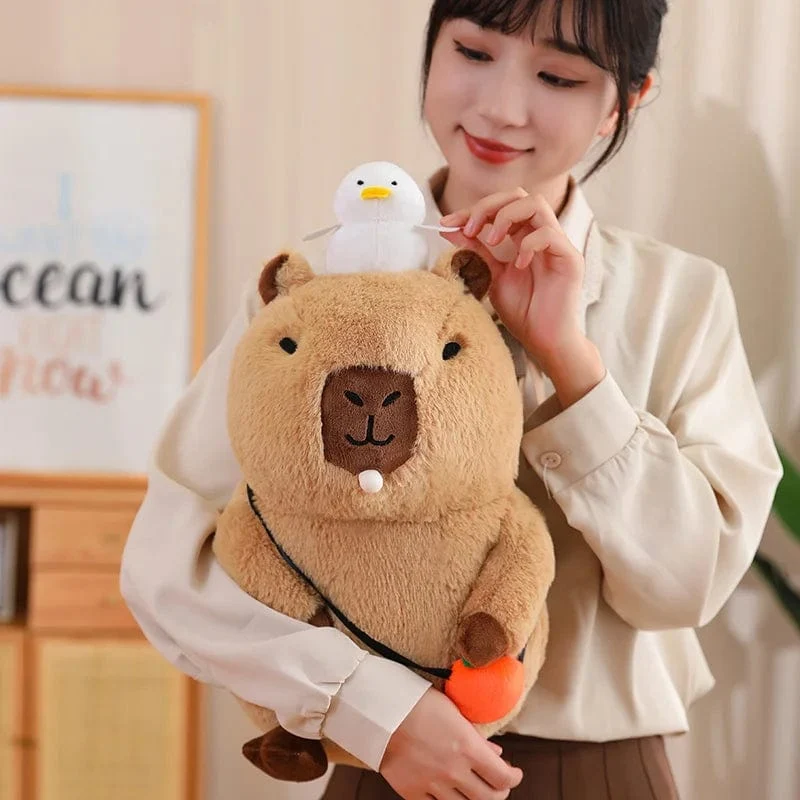Capybara-Plüschtier, Simulation Capybara mit Früchten, flauschige Puppe, Kuscheltiere, Blasenanhänger, lustiges Geschenk für Weihnachten
