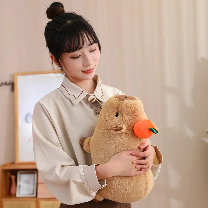 Capybara-Plüschtier, Simulation Capybara mit Früchten, flauschige Puppe, Kuscheltiere, Blasenanhänger, lustiges Geschenk für Weihnachten