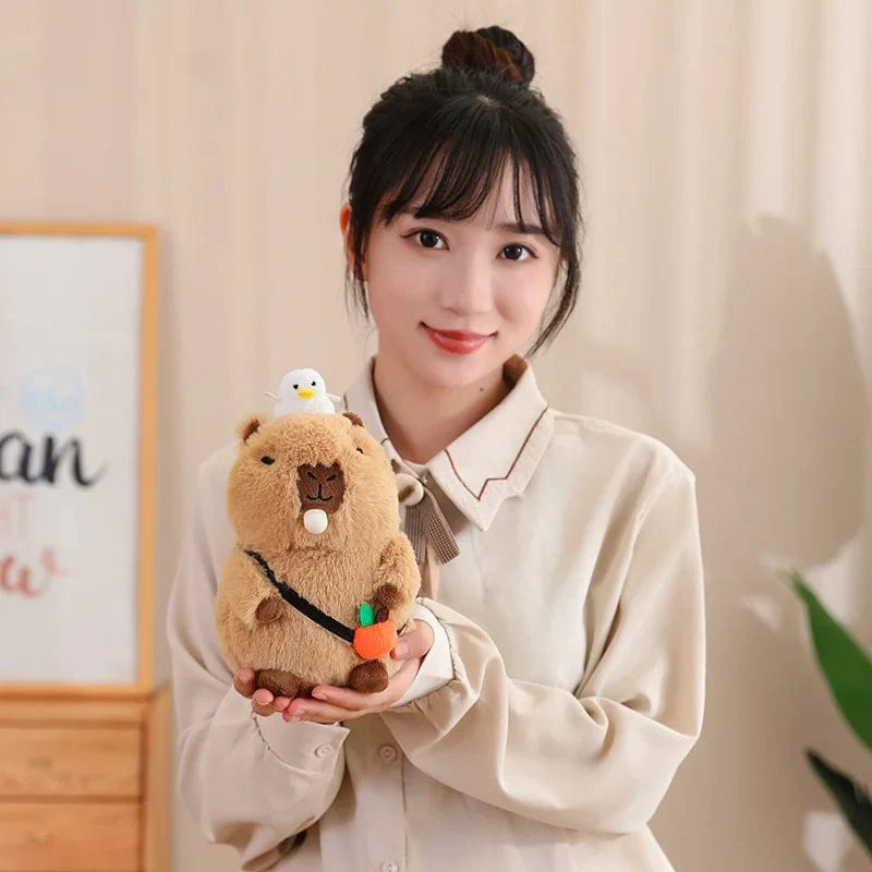 Capybara-Plüschtier, Simulation Capybara mit Früchten, flauschige Puppe, Kuscheltiere, Blasenanhänger, lustiges Geschenk für Weihnachten