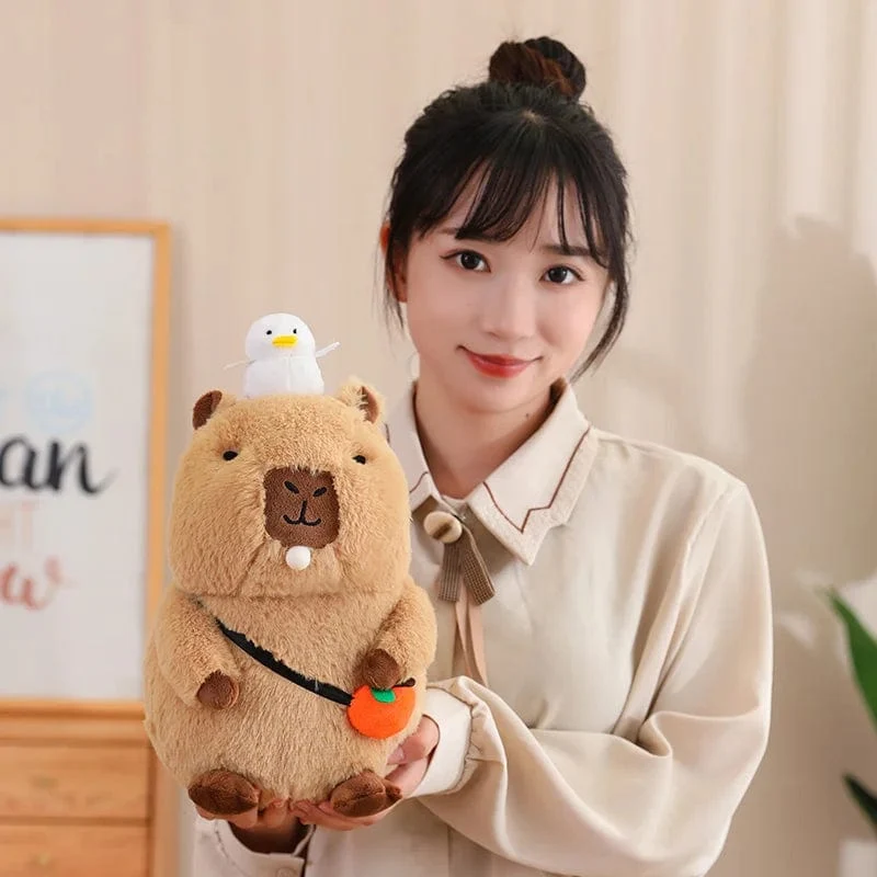 Capybara-Plüschtier, Simulation Capybara mit Früchten, flauschige Puppe, Kuscheltiere, Blasenanhänger, lustiges Geschenk für Weihnachten