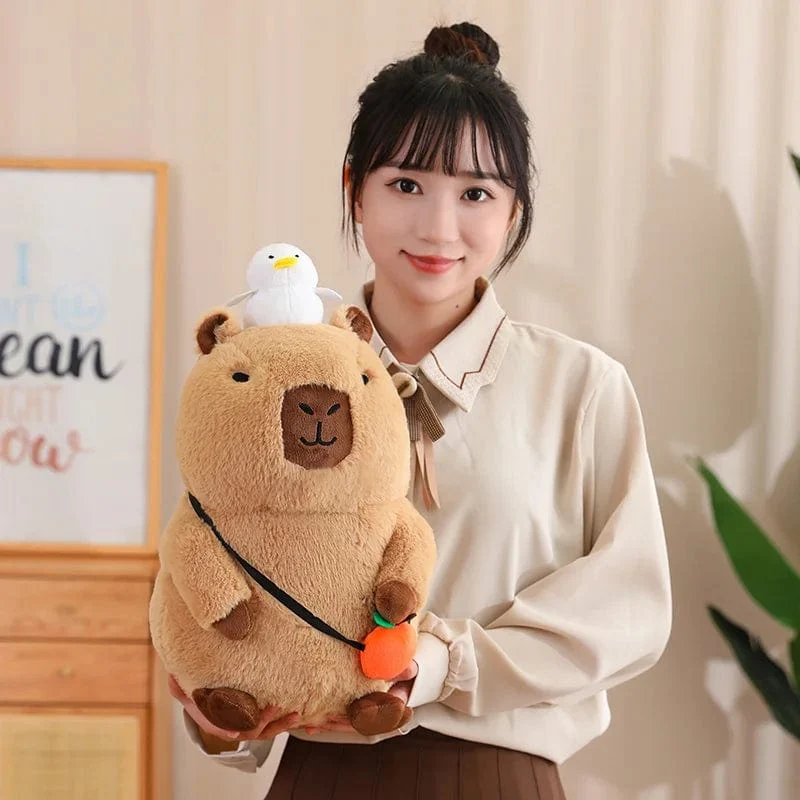 Capybara-Plüschtier, Simulation Capybara mit Früchten, flauschige Puppe, Kuscheltiere, Blasenanhänger, lustiges Geschenk für Weihnachten