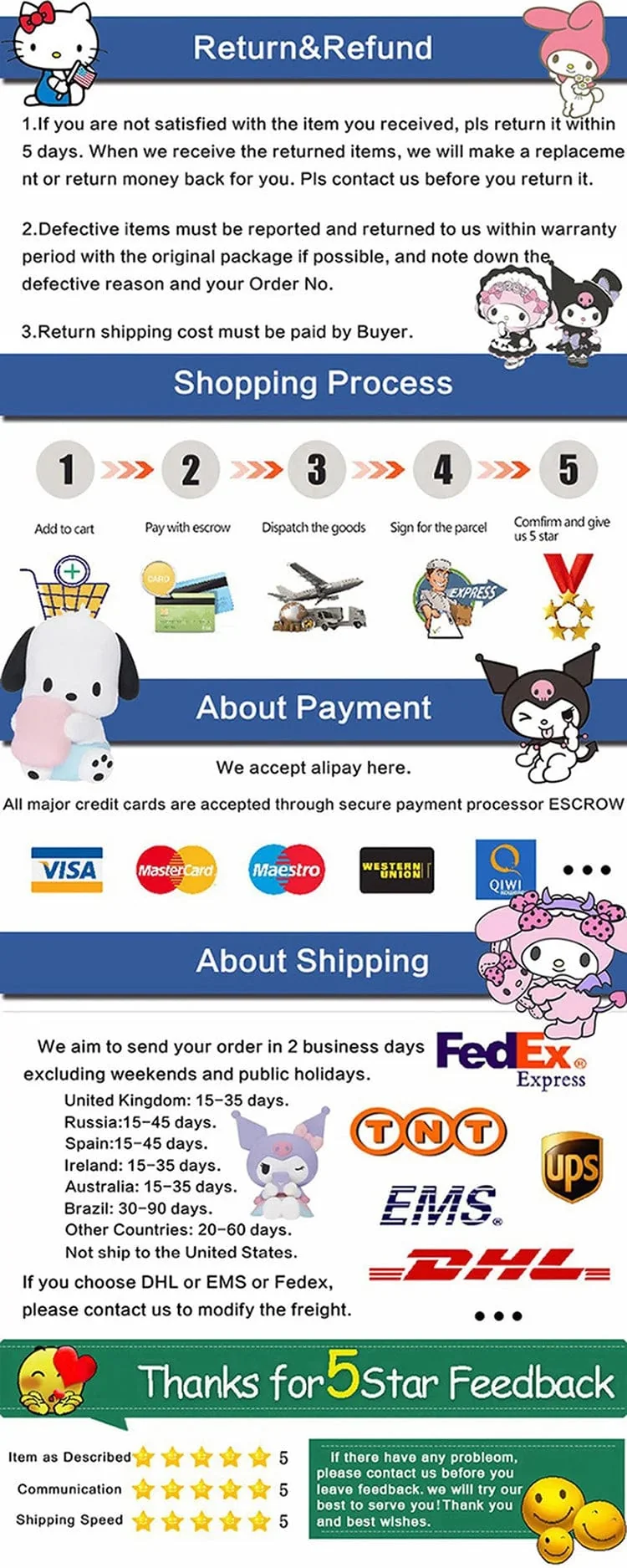 25CM Sanrio Plüschpuppen Süße Plüschtiere Kuromi Melody Cartoon Plüsch Stofftiere Weiches Kissen Plüschtiere Puppe Geburtstagsgeschenke Mädchen