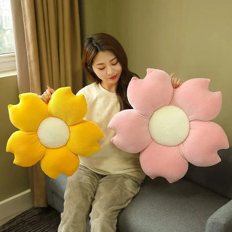 35/45 cm Gefülltes Kissen mit sechs Blütenblättern, Sonnenblumenkissen, Erkerfenster, rosa Blume, Sitzkissen fürs Schlafzimmer