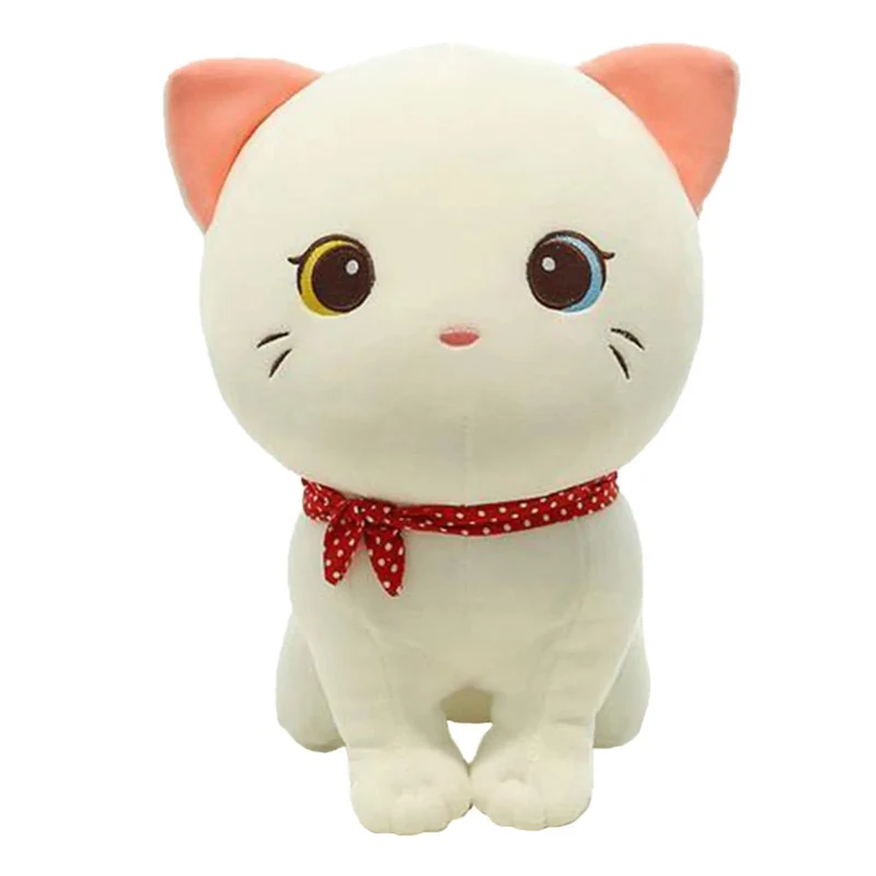 Cartoon-Katze-Plüschpuppe, süßes ausgestopftes Kätzchen, Stoffspielzeug, elastisches, weiches Sofakissen, Nachttischgeschenk für Kinder und Mädchen, 24 cm