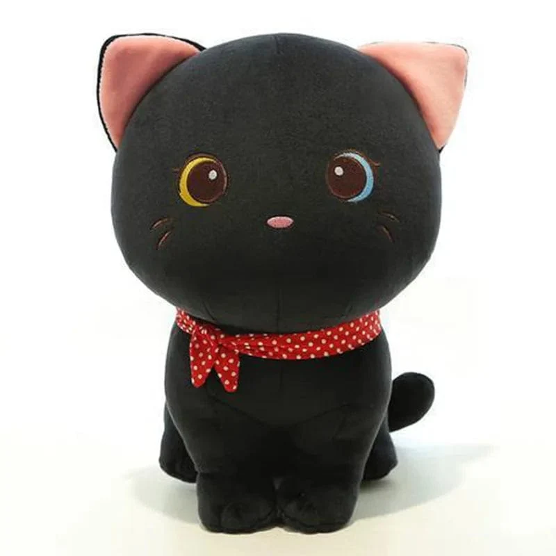 Cartoon-Katze-Plüschpuppe, süßes ausgestopftes Kätzchen, Stoffspielzeug, elastisches, weiches Sofakissen, Nachttischgeschenk für Kinder und Mädchen, 24 cm