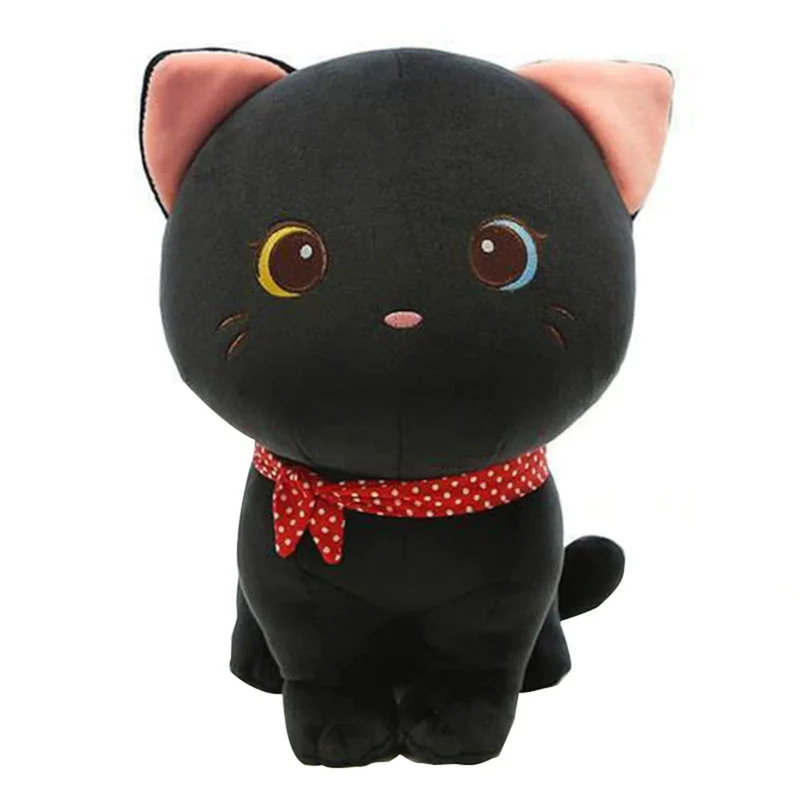 Cartoon-Katze-Plüschpuppe, süßes ausgestopftes Kätzchen, Stoffspielzeug, elastisches, weiches Sofakissen, Nachttischgeschenk für Kinder und Mädchen, 24 cm