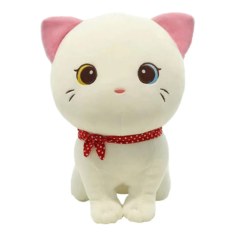 Cartoon-Katze-Plüschpuppe, süßes ausgestopftes Kätzchen, Stoffspielzeug, elastisches, weiches Sofakissen, Nachttischgeschenk für Kinder und Mädchen, 24 cm