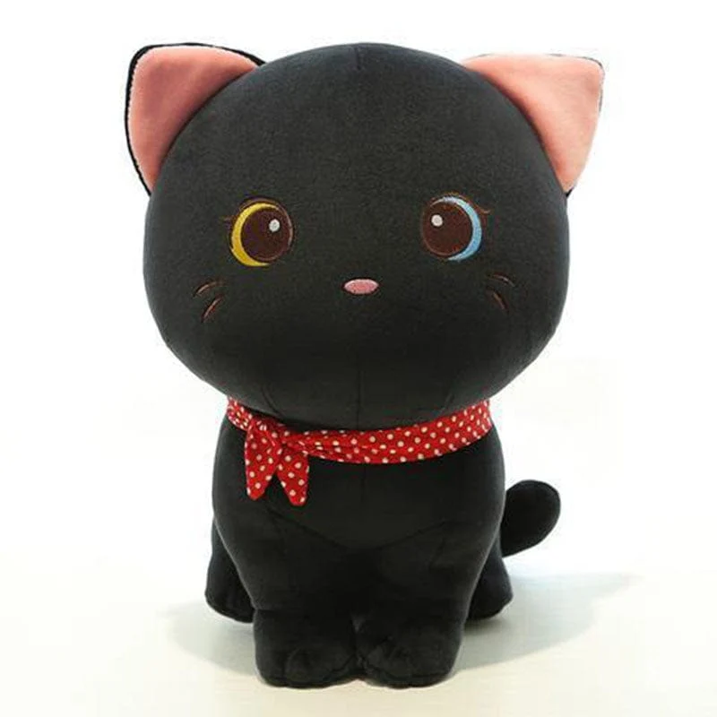 Cartoon-Katze-Plüschpuppe, süßes ausgestopftes Kätzchen, Stoffspielzeug, elastisches, weiches Sofakissen, Nachttischgeschenk für Kinder und Mädchen, 24 cm